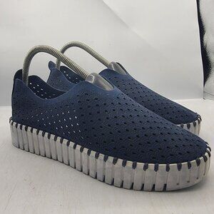 Ilse Jacobsen Plateau Womens 10 Tulip Shoes Slip on Navy Platform Comfort